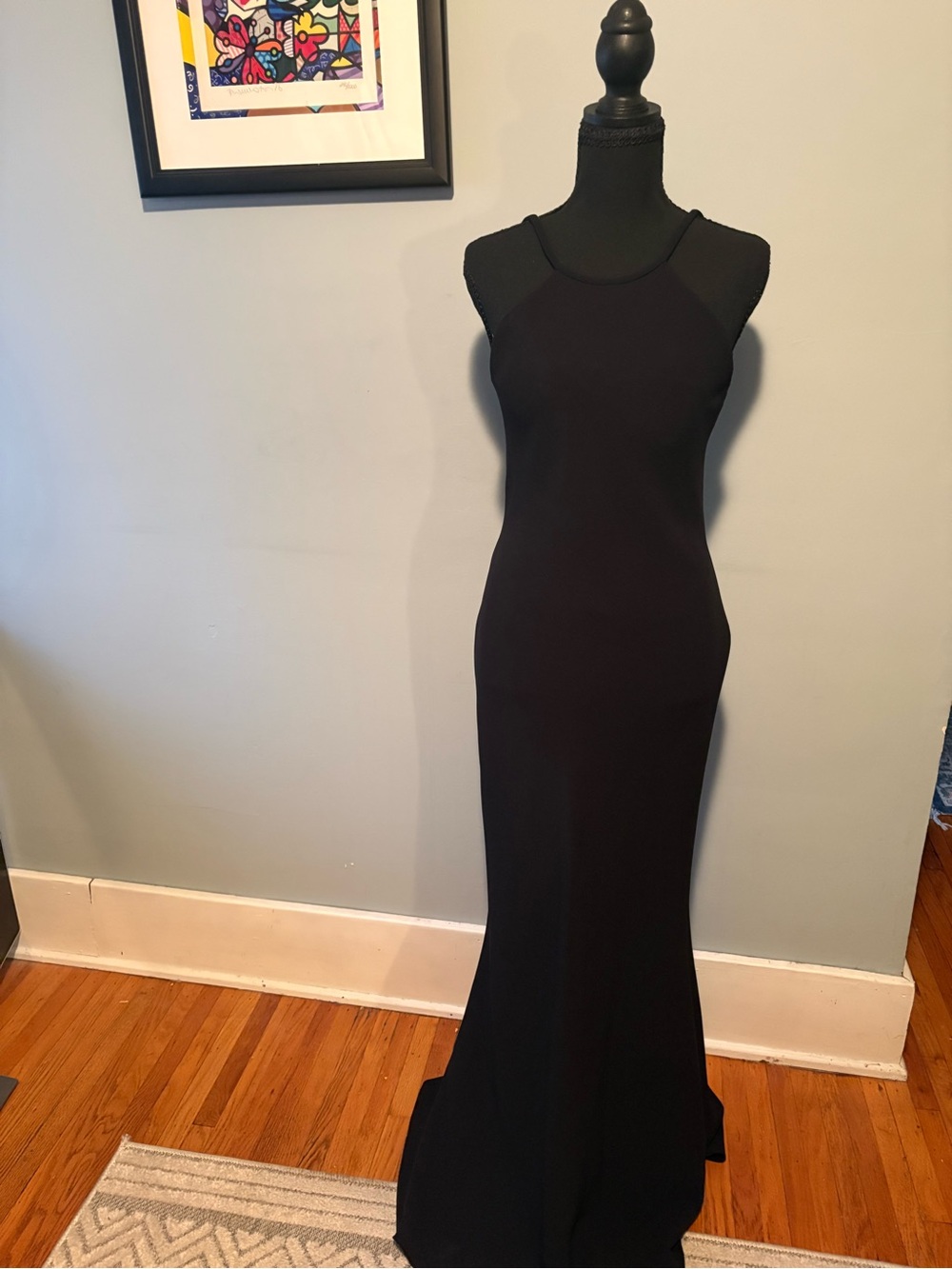 Calvin Klein Halter Neck and Low Back Elegant Black Full Length Mermaid Dress 4